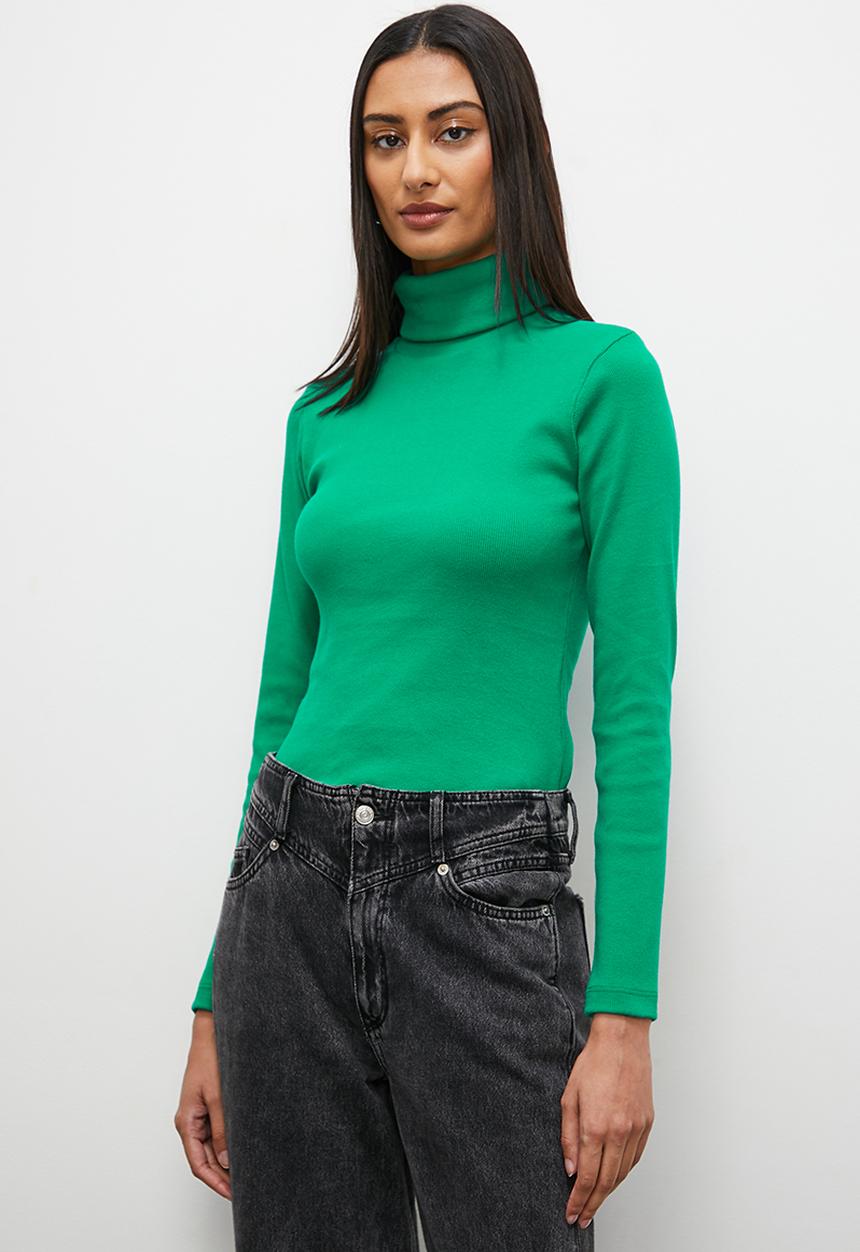 Superbalist - Poloneck rib top - green