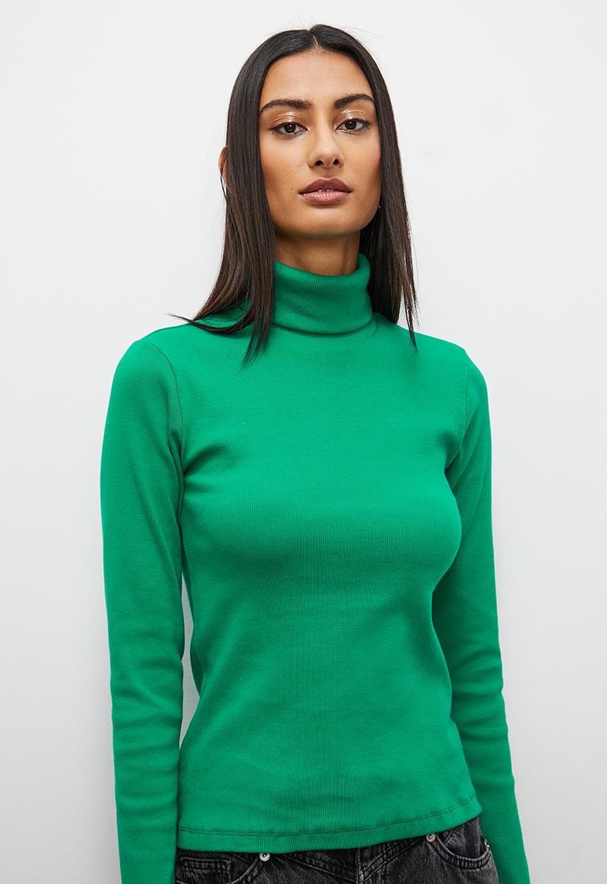 Superbalist - Poloneck rib top - green