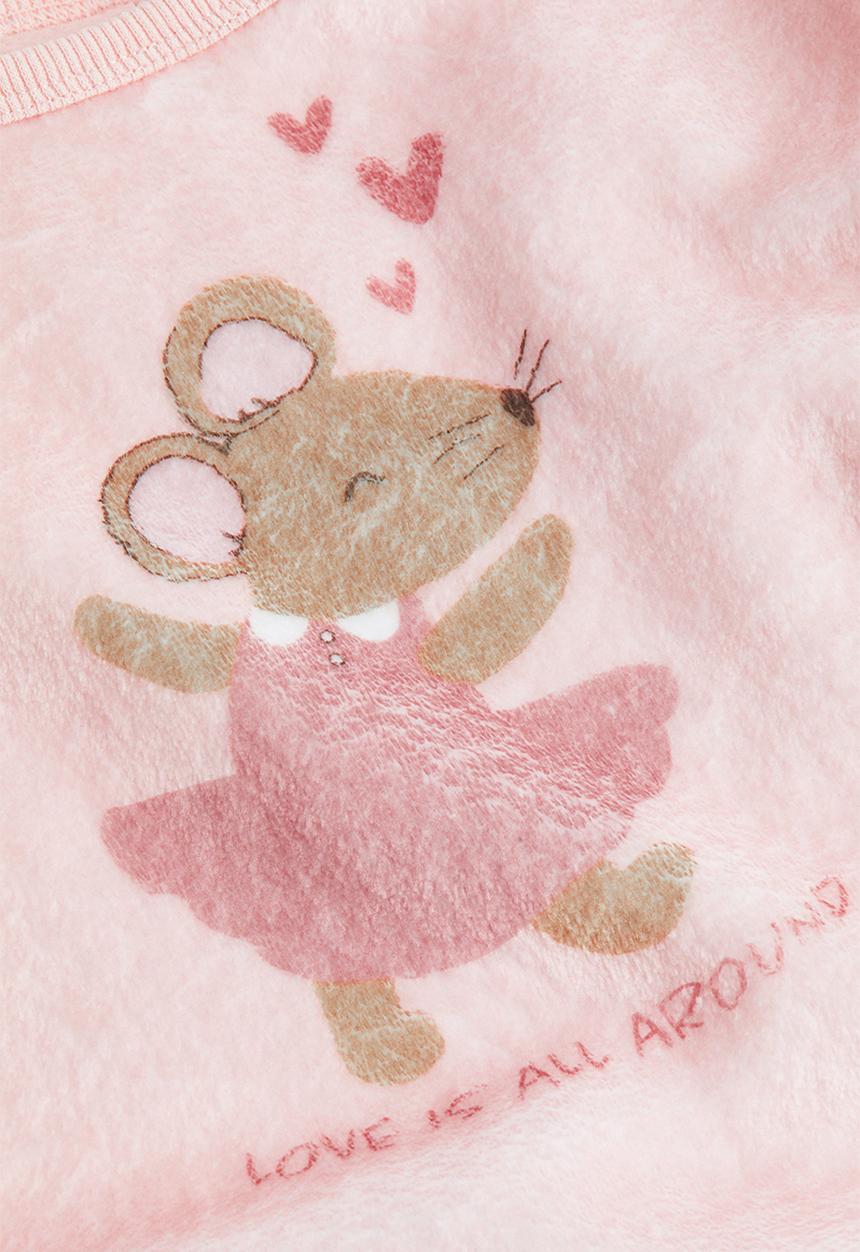 H&M - Fleece pyjamas - light pink/mouse