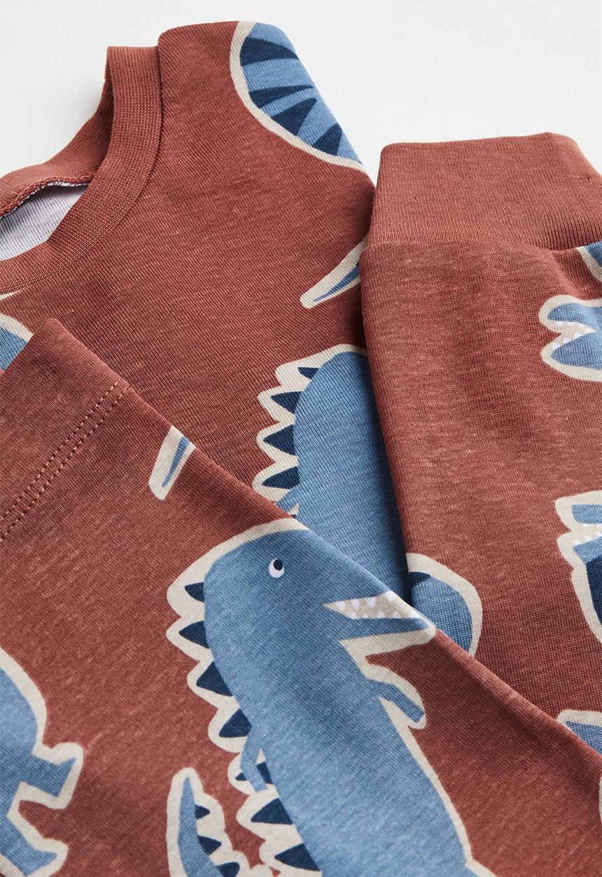 H&M - Jersey pyjamas - rust red/dinosaurs