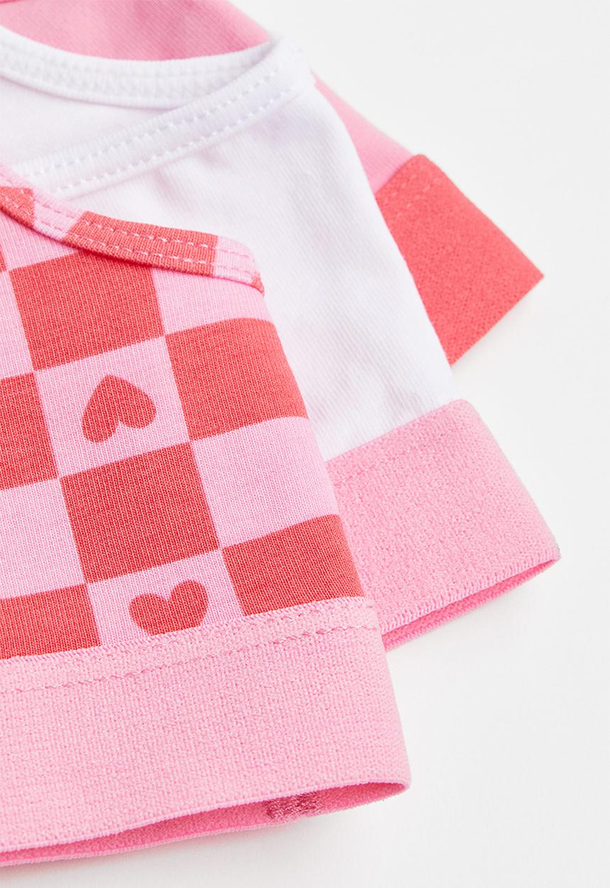 H&M - 3-pack tops - light pink/checked