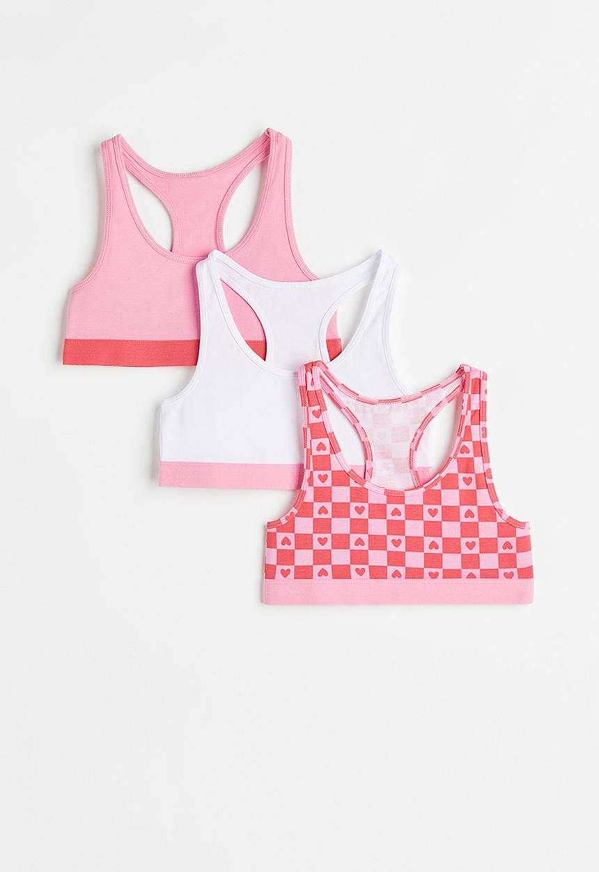H&M - 3-pack tops - light pink/checked