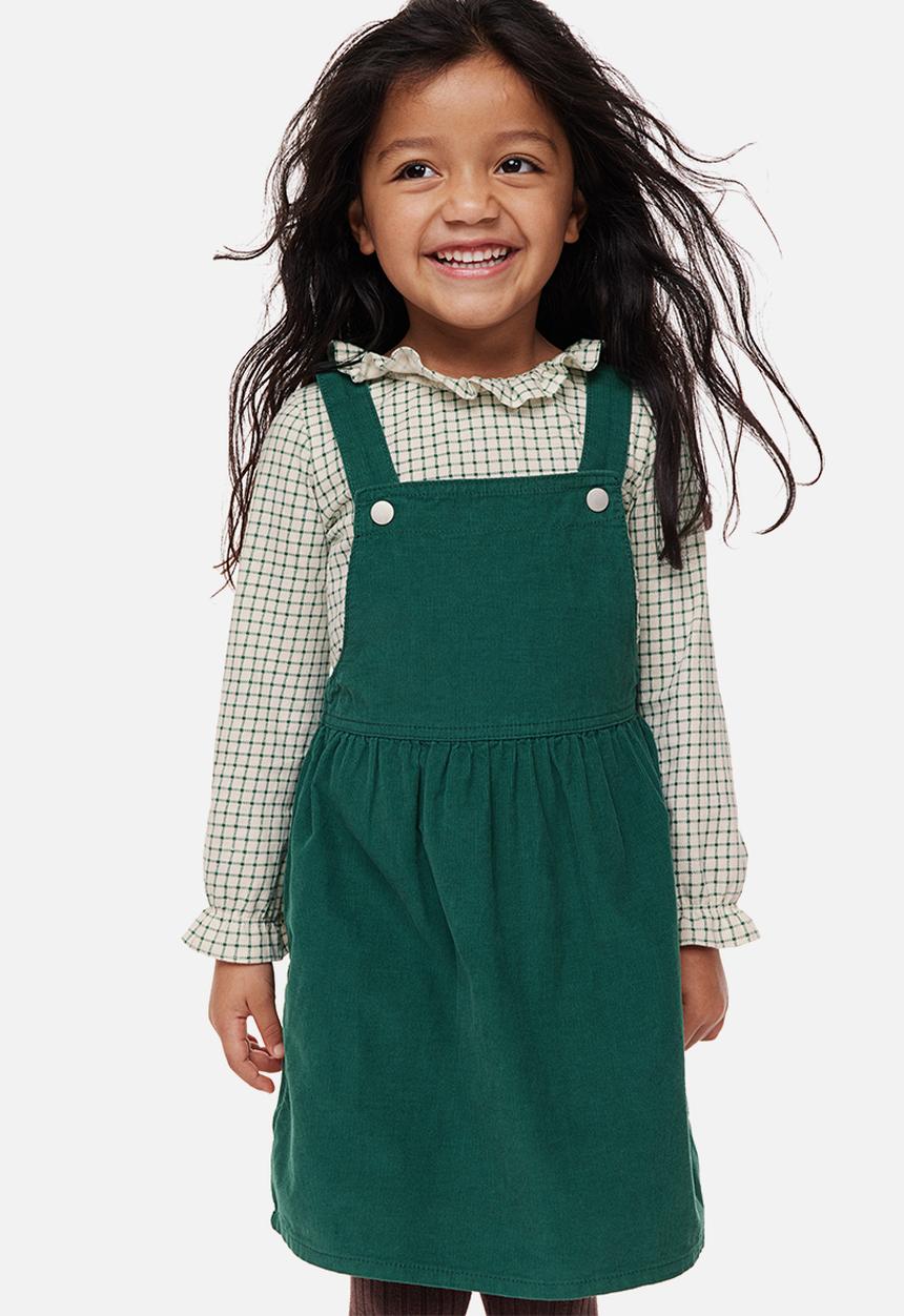 H&M - 2-piece cotton set - dark green/checked