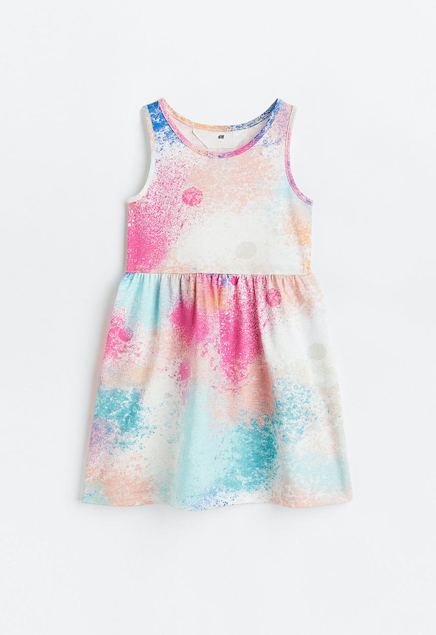 H&M - Patterned jersey dress - pink/turquoise