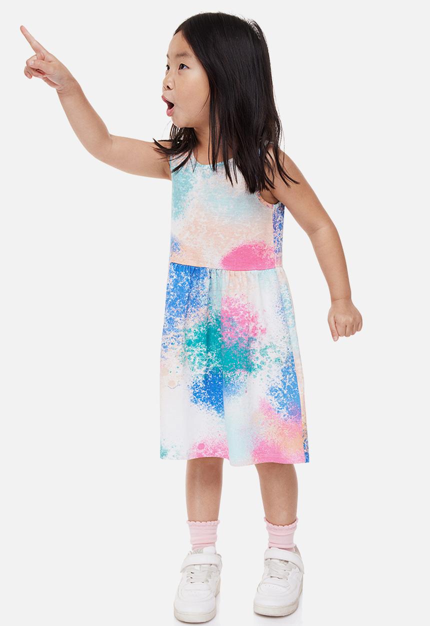 H&M - Patterned jersey dress - pink/turquoise