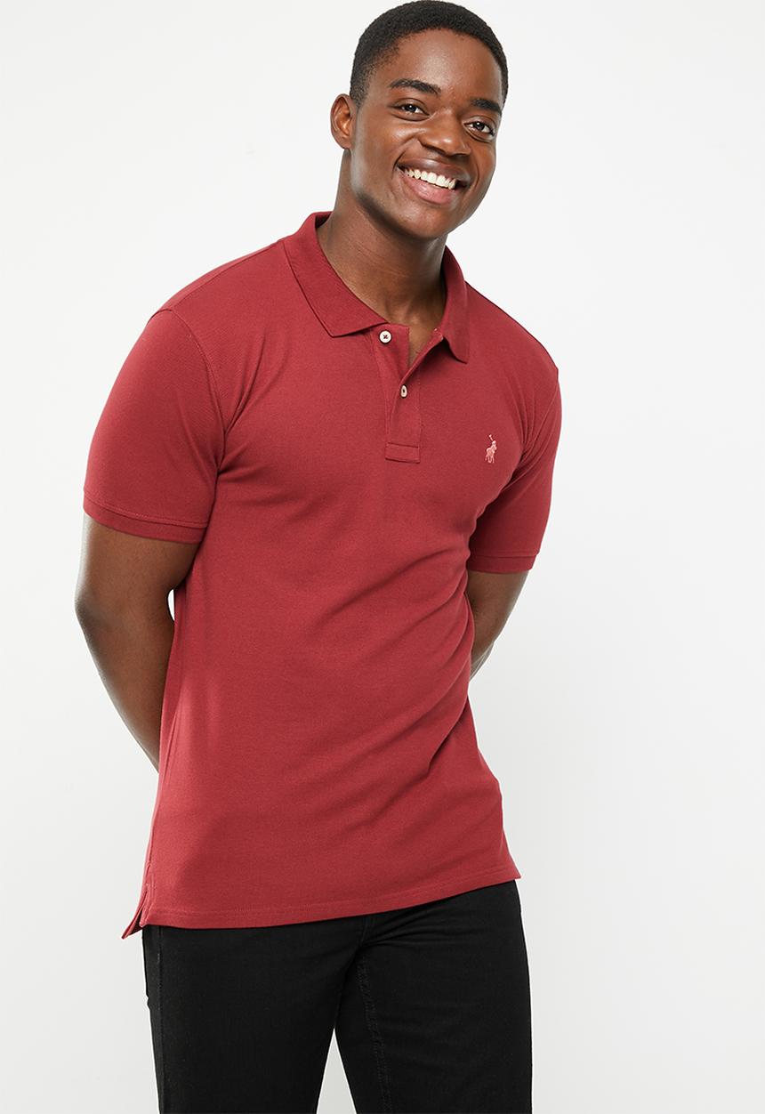 POLO - Mens pique short sleeve golfer - burgundy 
