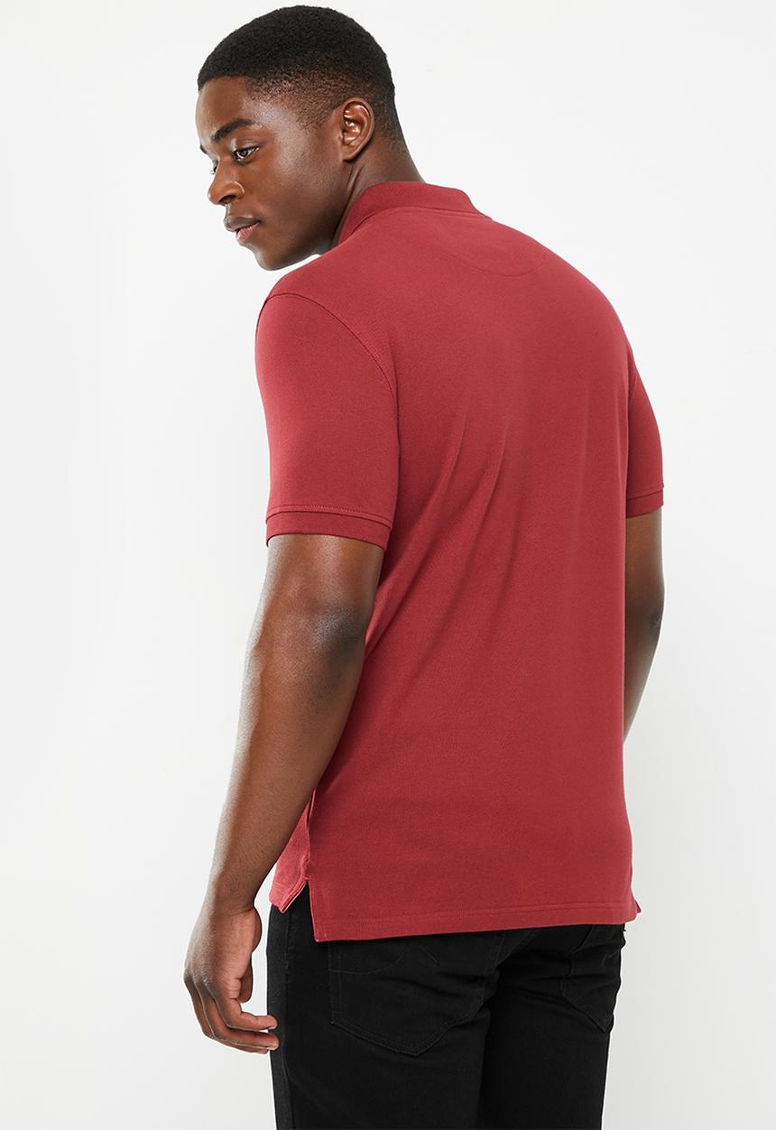 POLO - Mens pique short sleeve golfer - burgundy 