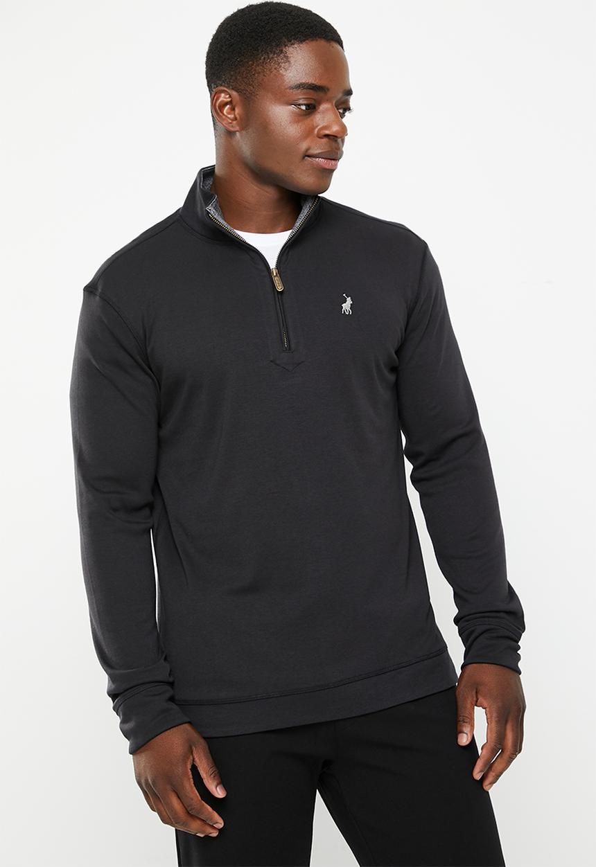 POLO - Mens 1/4 zip long sleeve sweater - black
