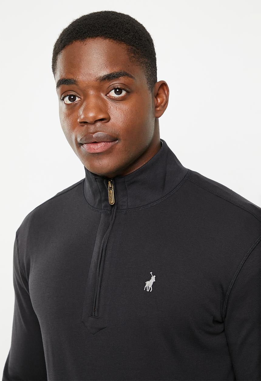 POLO - Mens 1/4 zip long sleeve sweater - black