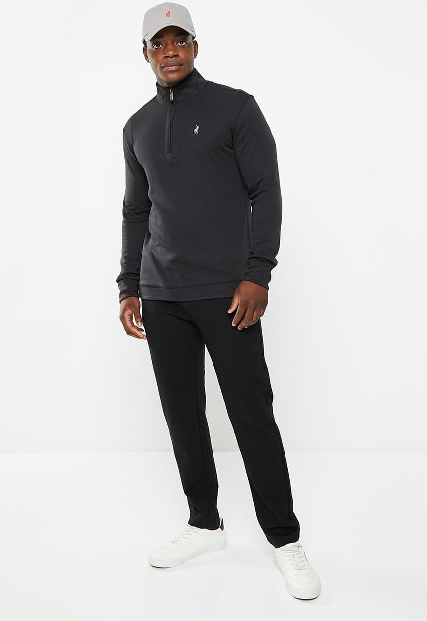 POLO - Mens 1/4 zip long sleeve sweater - black