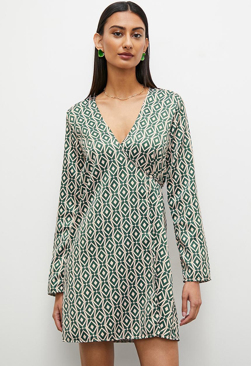 Superbalist - Wrap mini satin dress - Geo