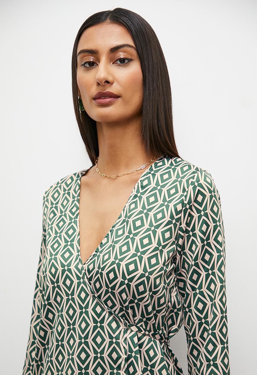 Superbalist - Wrap mini satin dress - Geo