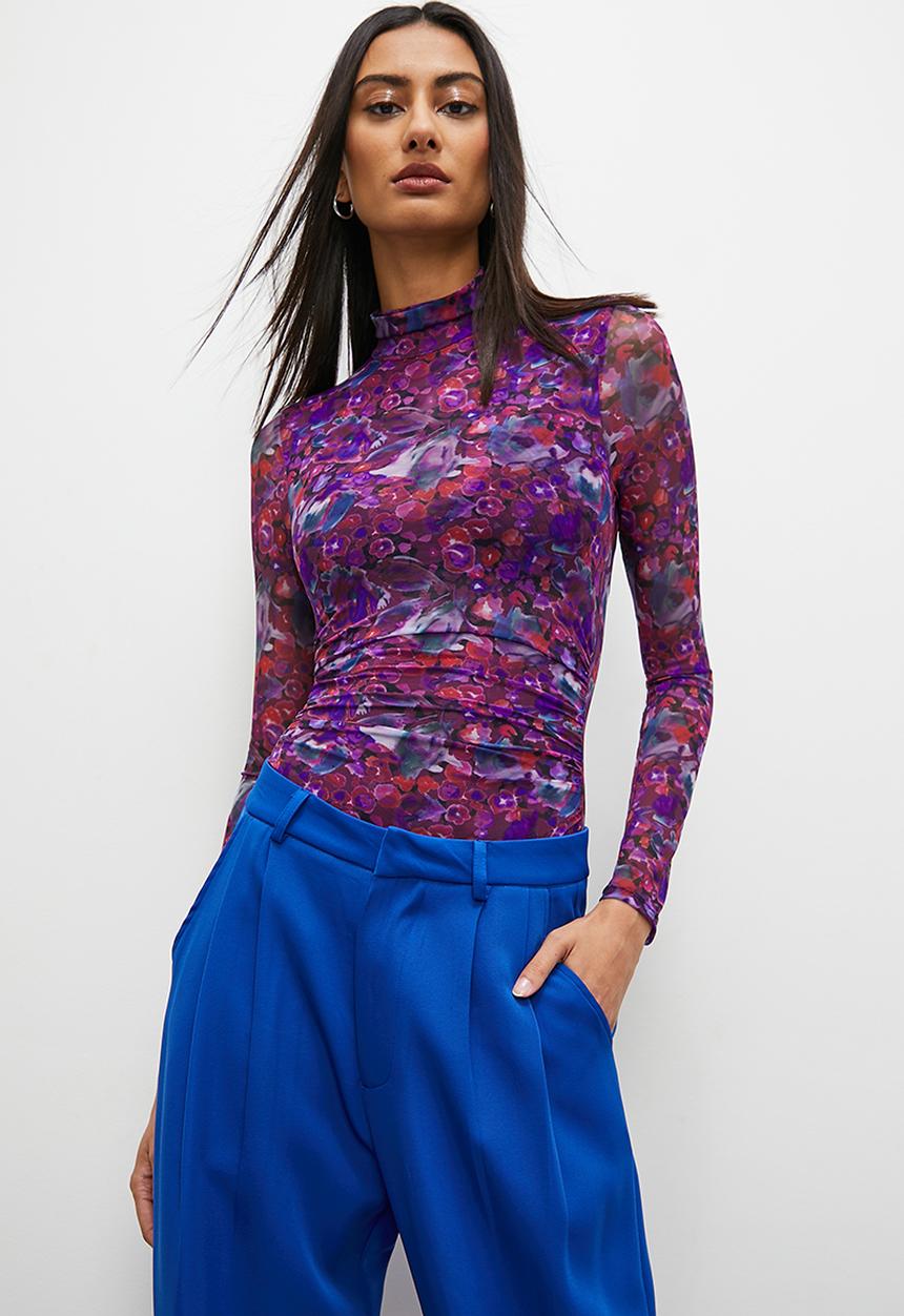 Superbalist - Printed mesh bodysuit - paintly watercolor