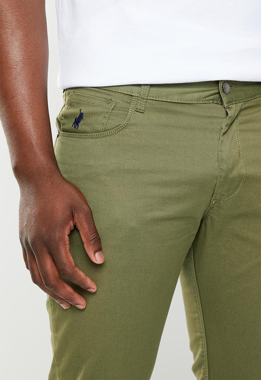 POLO - Mens overdyed twill 5 pocket trouser - fatigue 