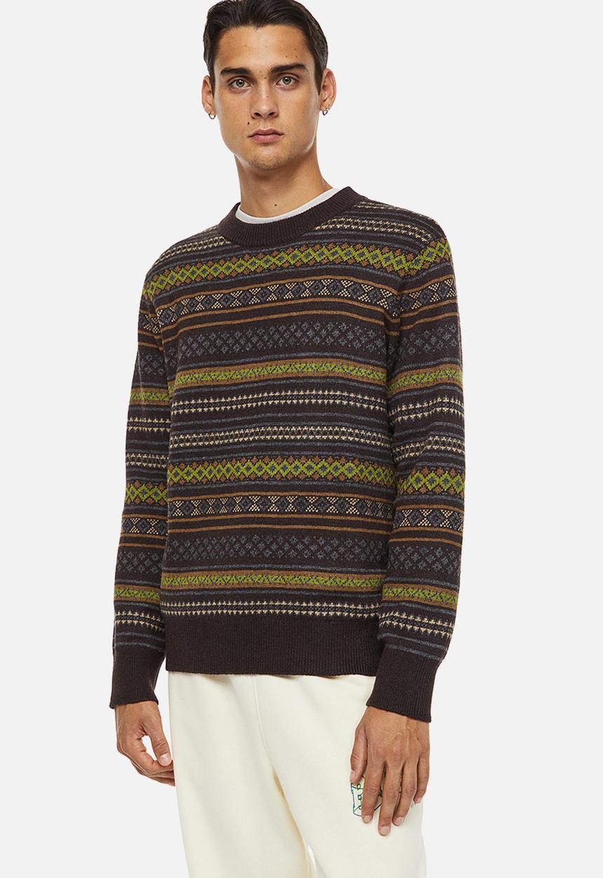 H&M - Regular fit jacquard-knit jumper - brown/patterned