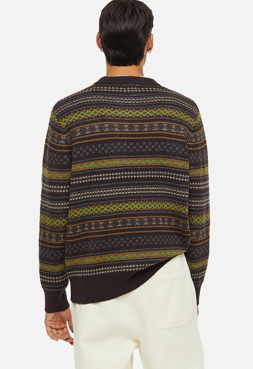 H&M - Regular fit jacquard-knit jumper - brown/patterned