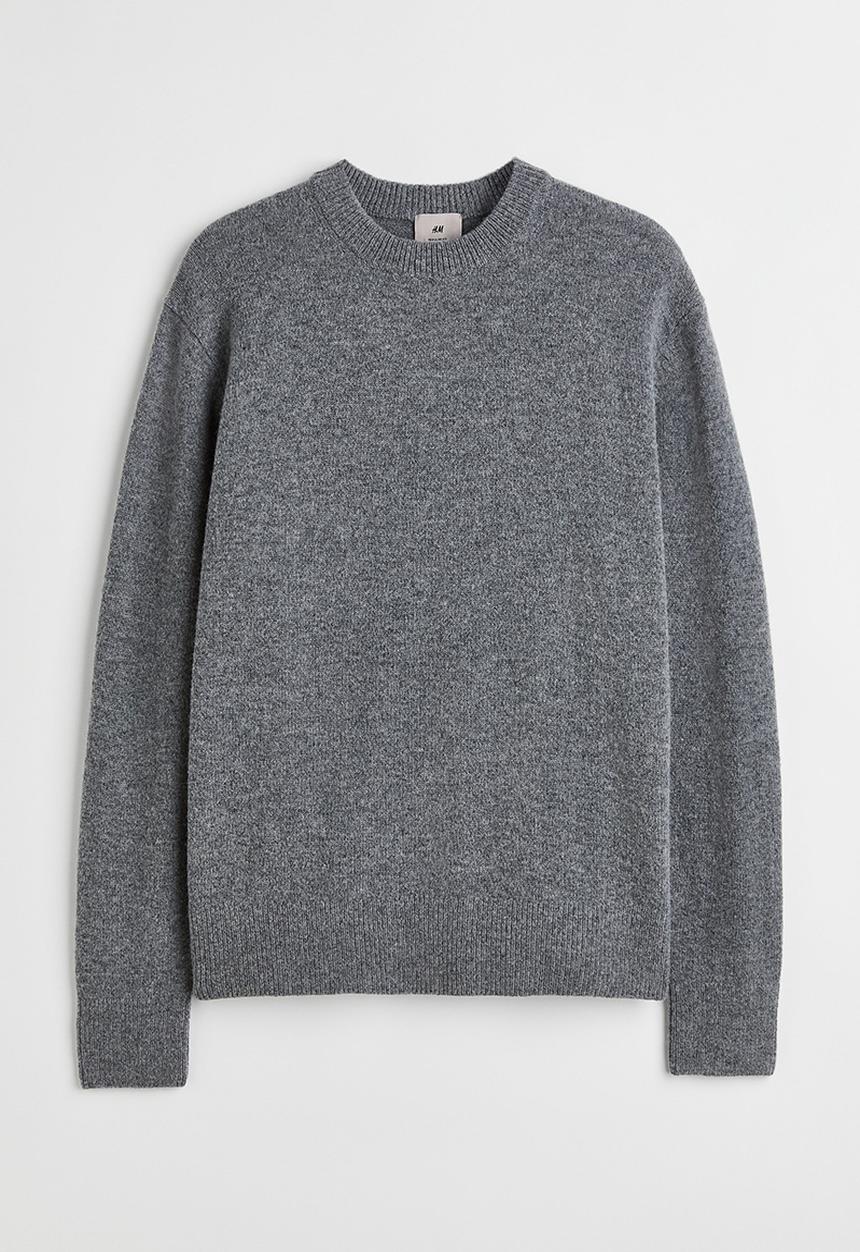 H&M - Regular fit wool jumper - dark grey marl