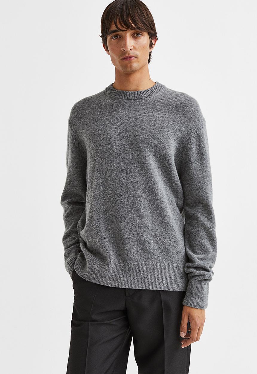 H&M - Regular fit wool jumper - dark grey marl