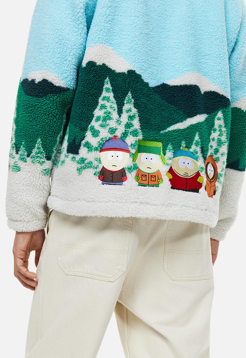 H&M - Relaxed fit fleece jacket - green/south park