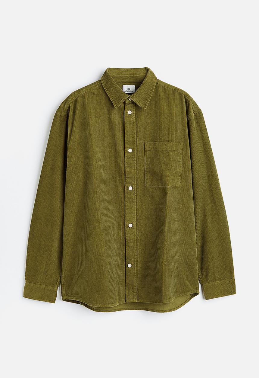 H&M - Relaxed fit corduroy shirt - moss green