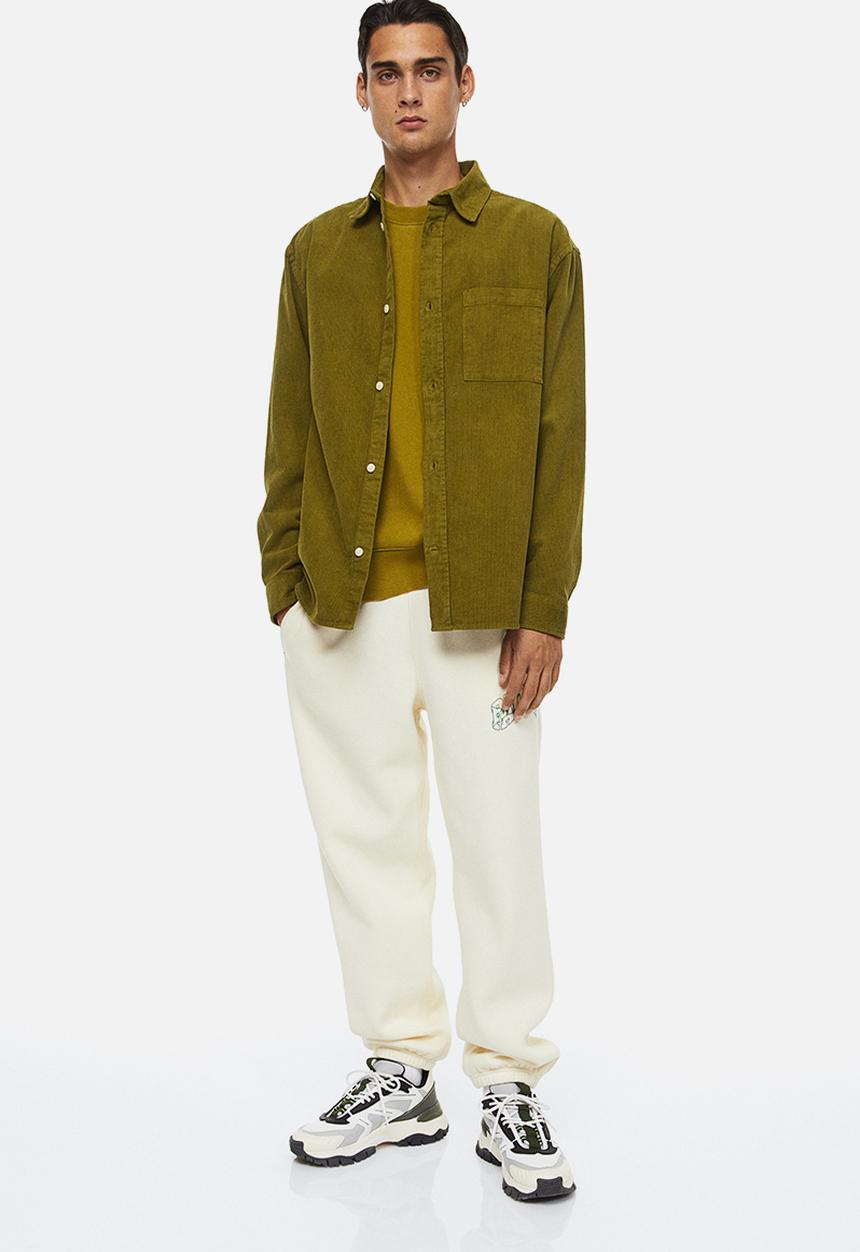 H&M - Relaxed fit corduroy shirt - moss green