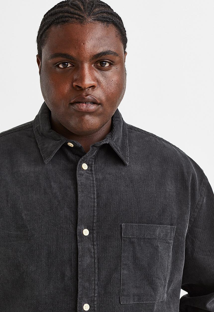 H&M - Relaxed fit corduroy shirt - dark grey