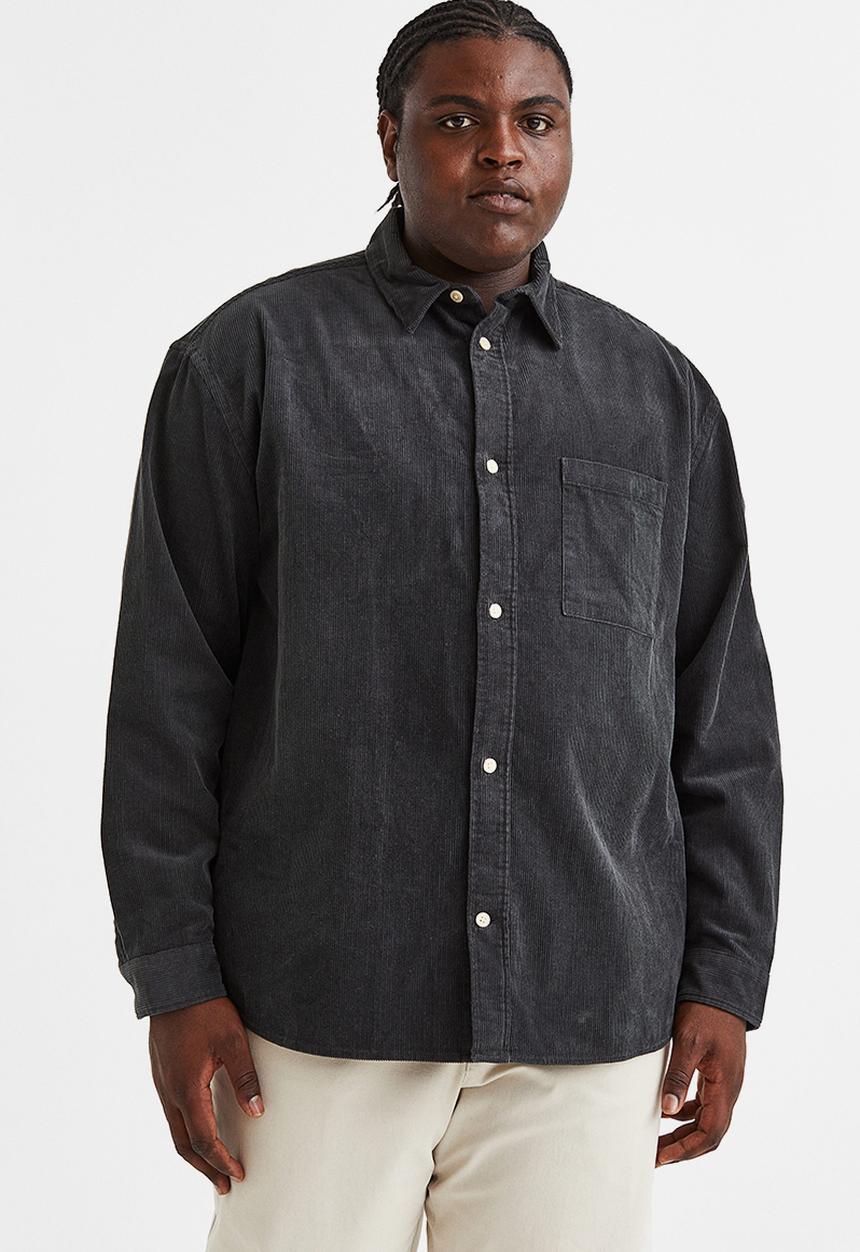 H&M - Relaxed fit corduroy shirt - dark grey