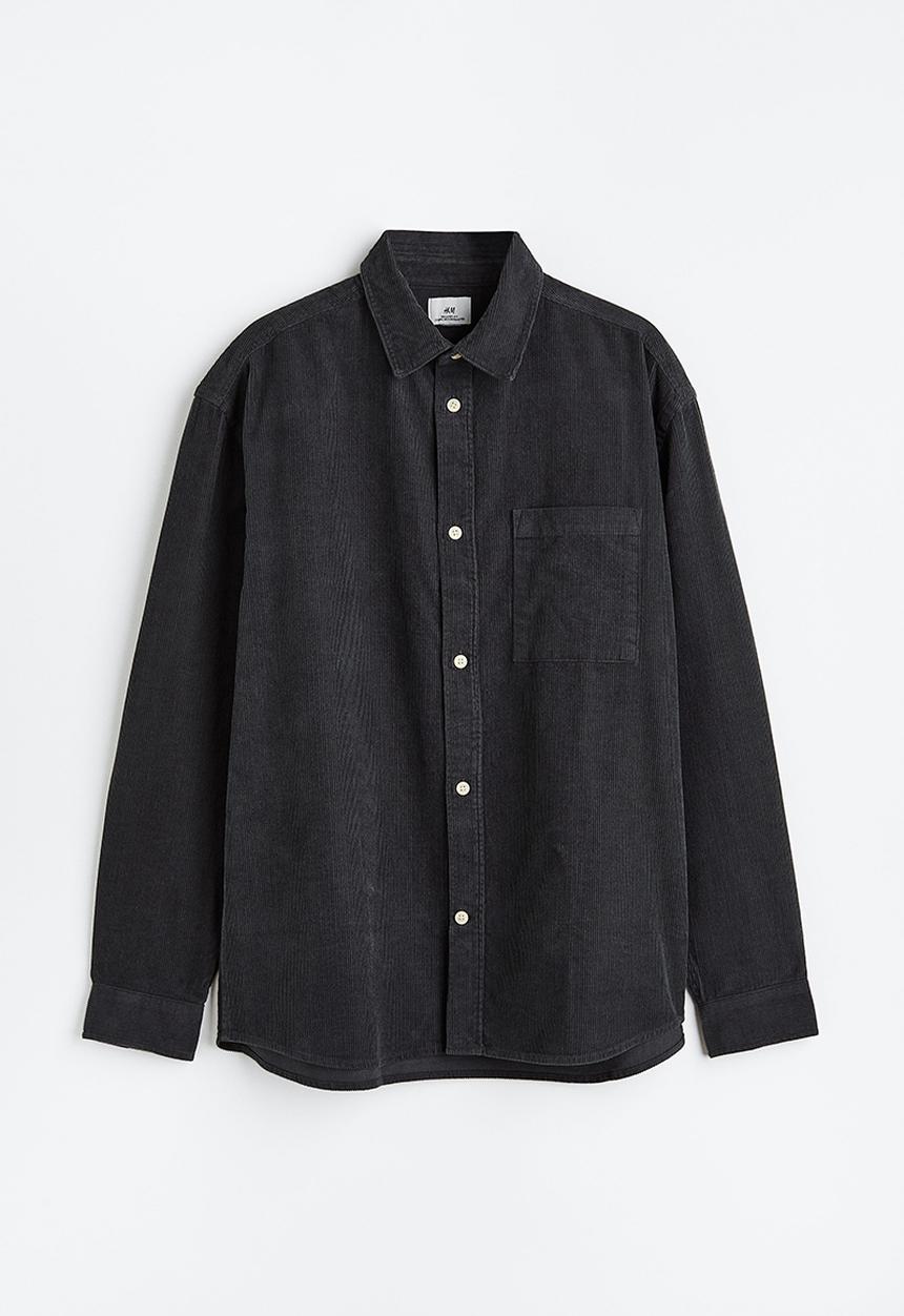 H&M - Relaxed fit corduroy shirt - dark grey