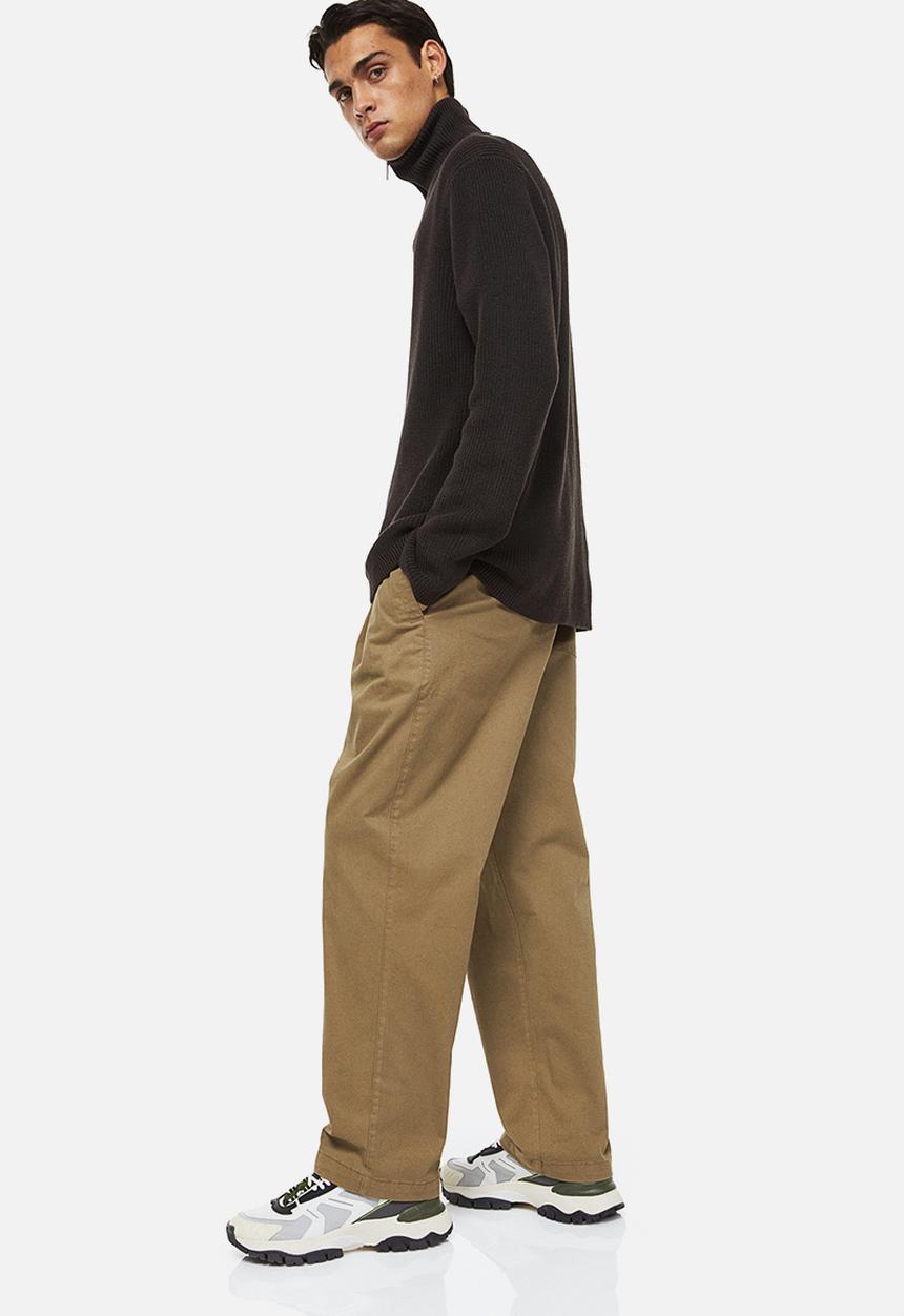 H&M - Relaxed fit rib-knit zip-top jumper - dark brown