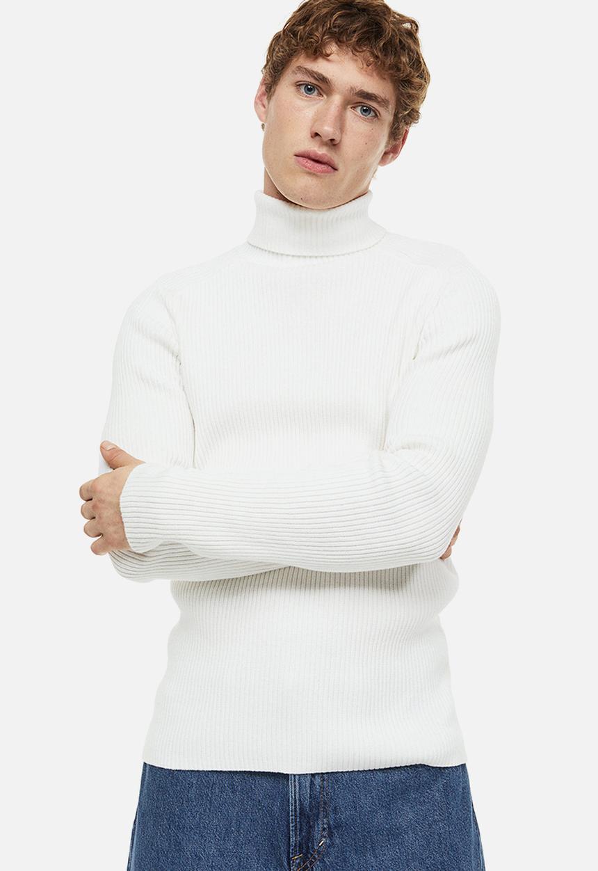 H&M - Polo-neck jumper muscle fit - white