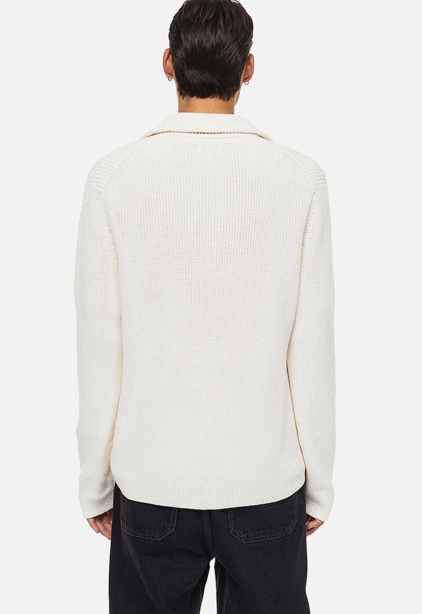 H&M - Relaxed fit rib-knit zip-top jumper - cream