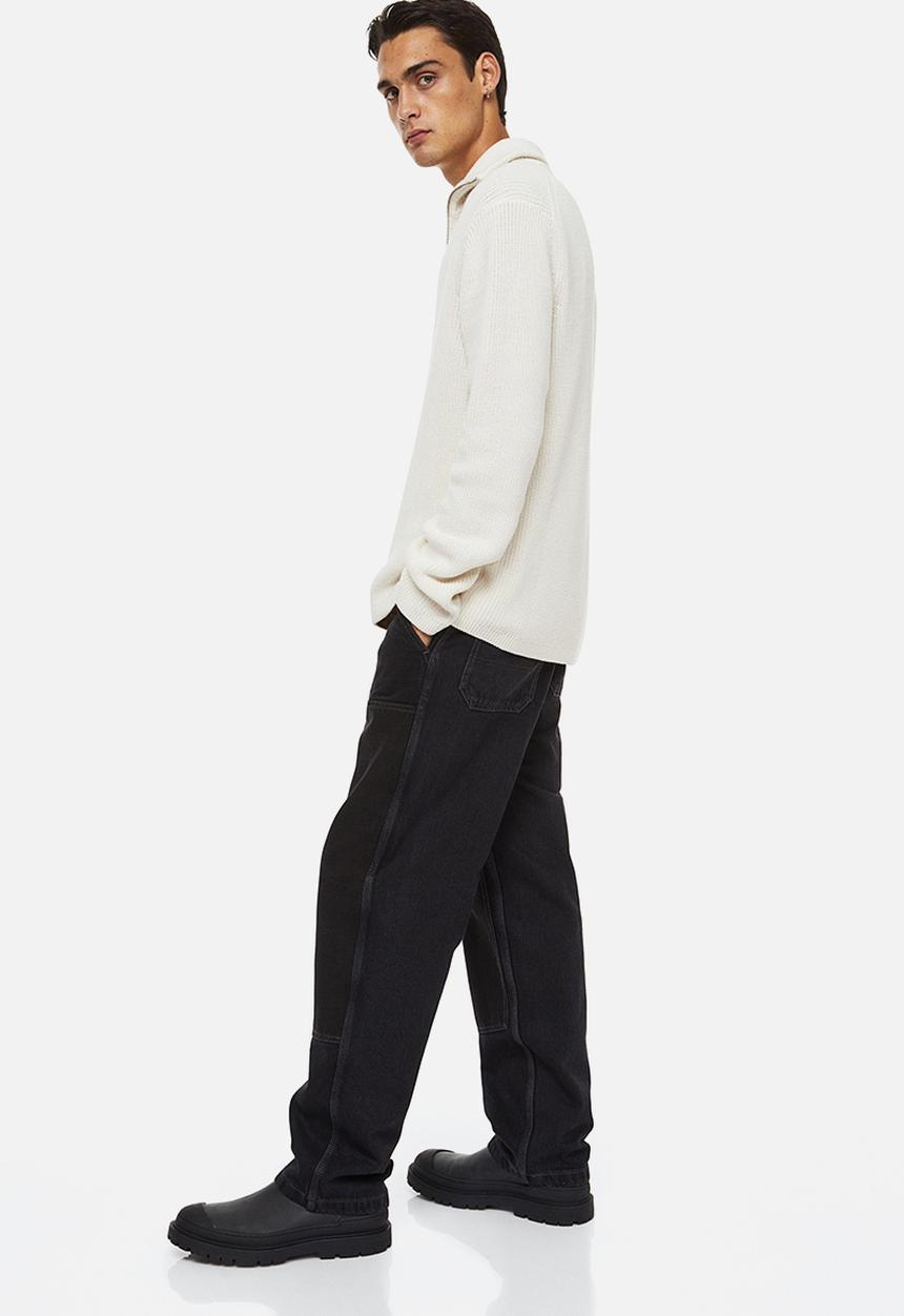 H&M - Relaxed fit rib-knit zip-top jumper - cream