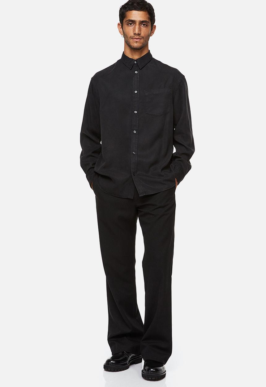 H&M - Relaxed fit lyocell shirt - black