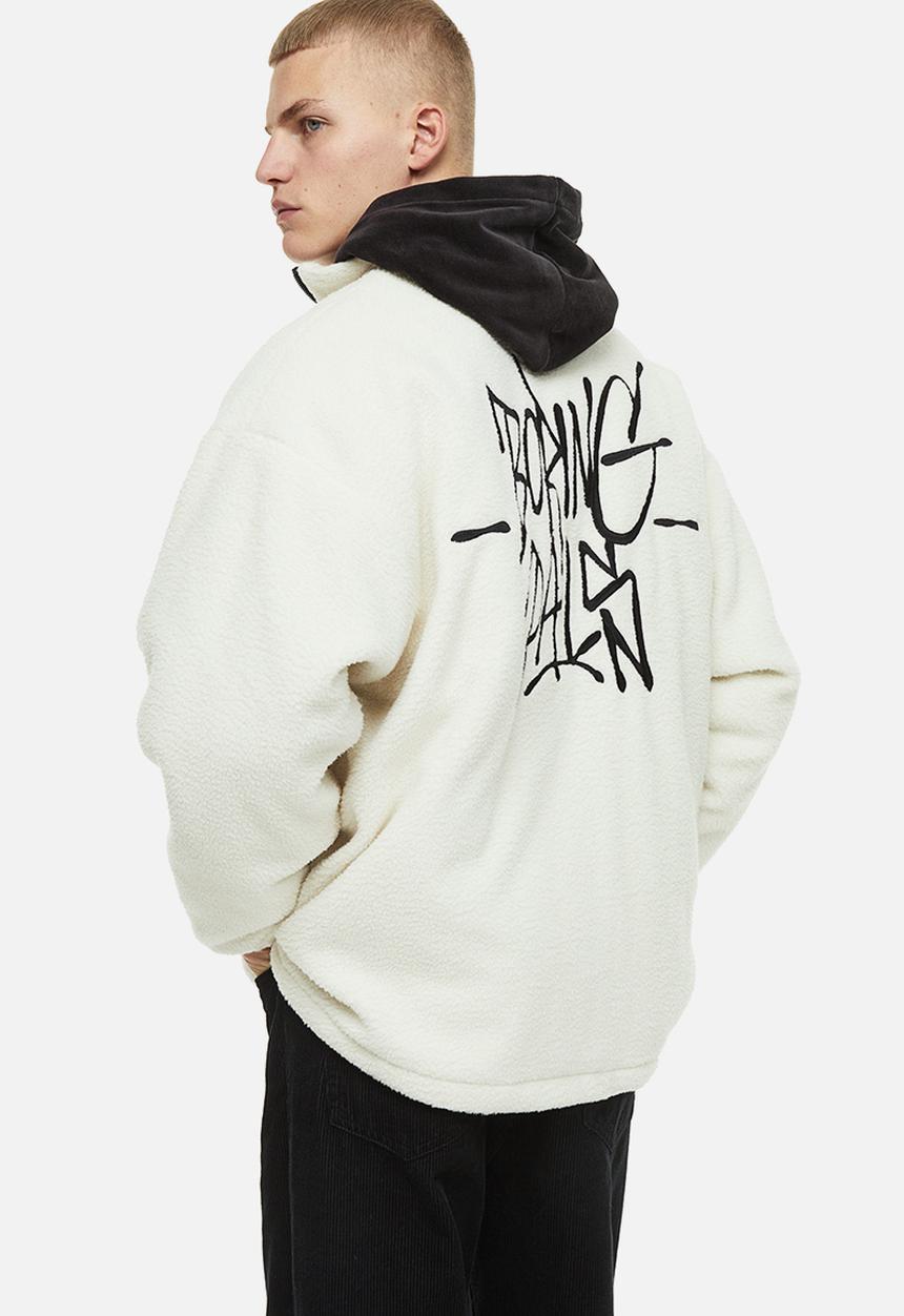 H&M - Regular fit teddy jacket - white/boring pals