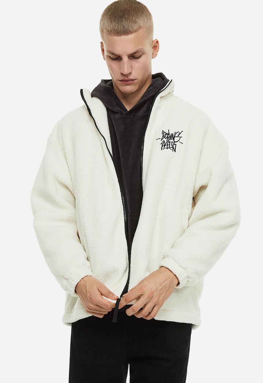 H&M - Regular fit teddy jacket - white/boring pals