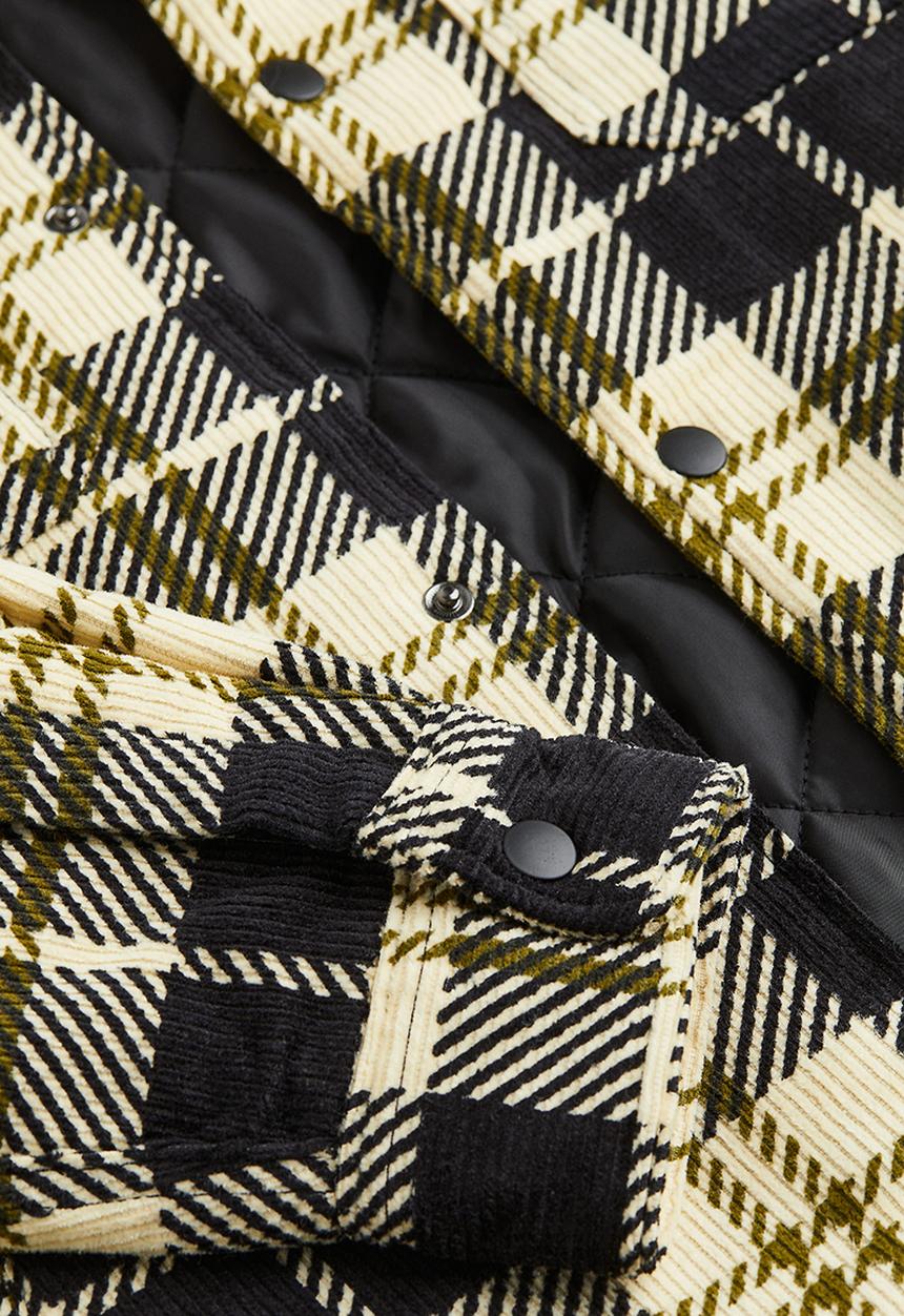 H&M - Relaxed fit padded shacket - yellow/black checked
