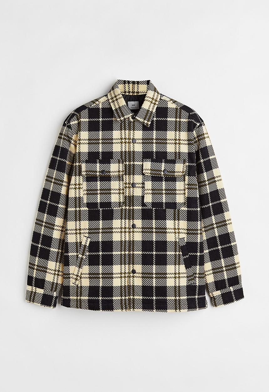 H&M - Relaxed fit padded shacket - yellow/black checked