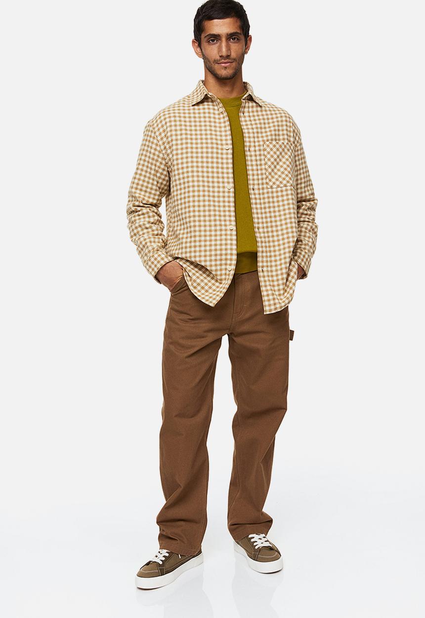 H&M - Cotton twill shirt - beige/checked