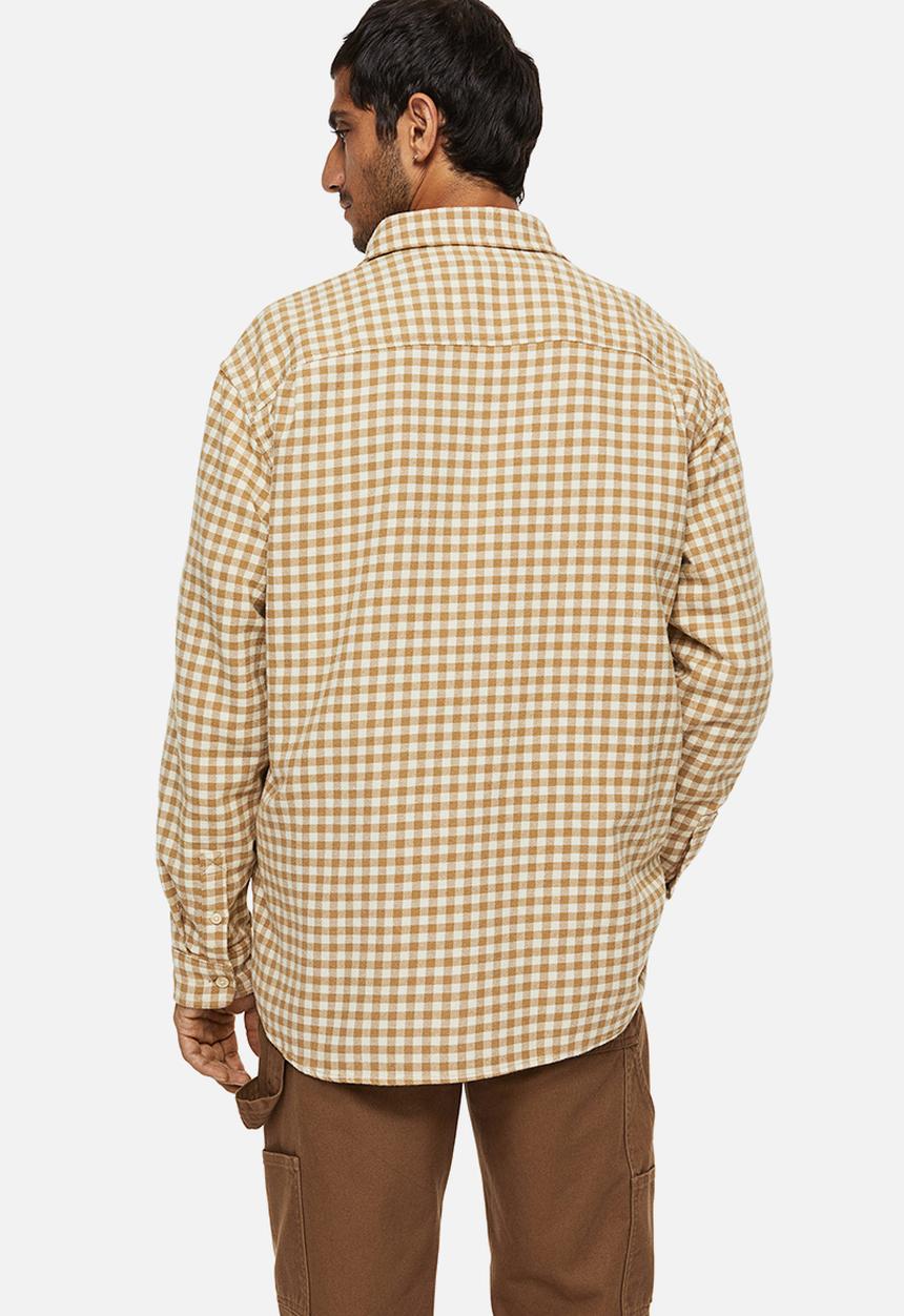 H&M - Cotton twill shirt - beige/checked