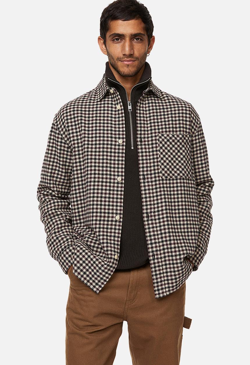 H&M - Cotton twill shirt - red/black checked