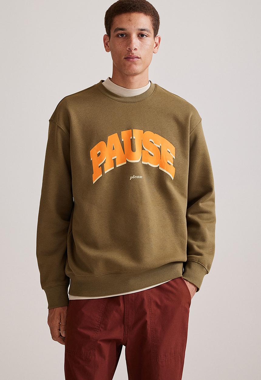 H&M - Relaxed fit printed sweatshirt - khaki green/pause