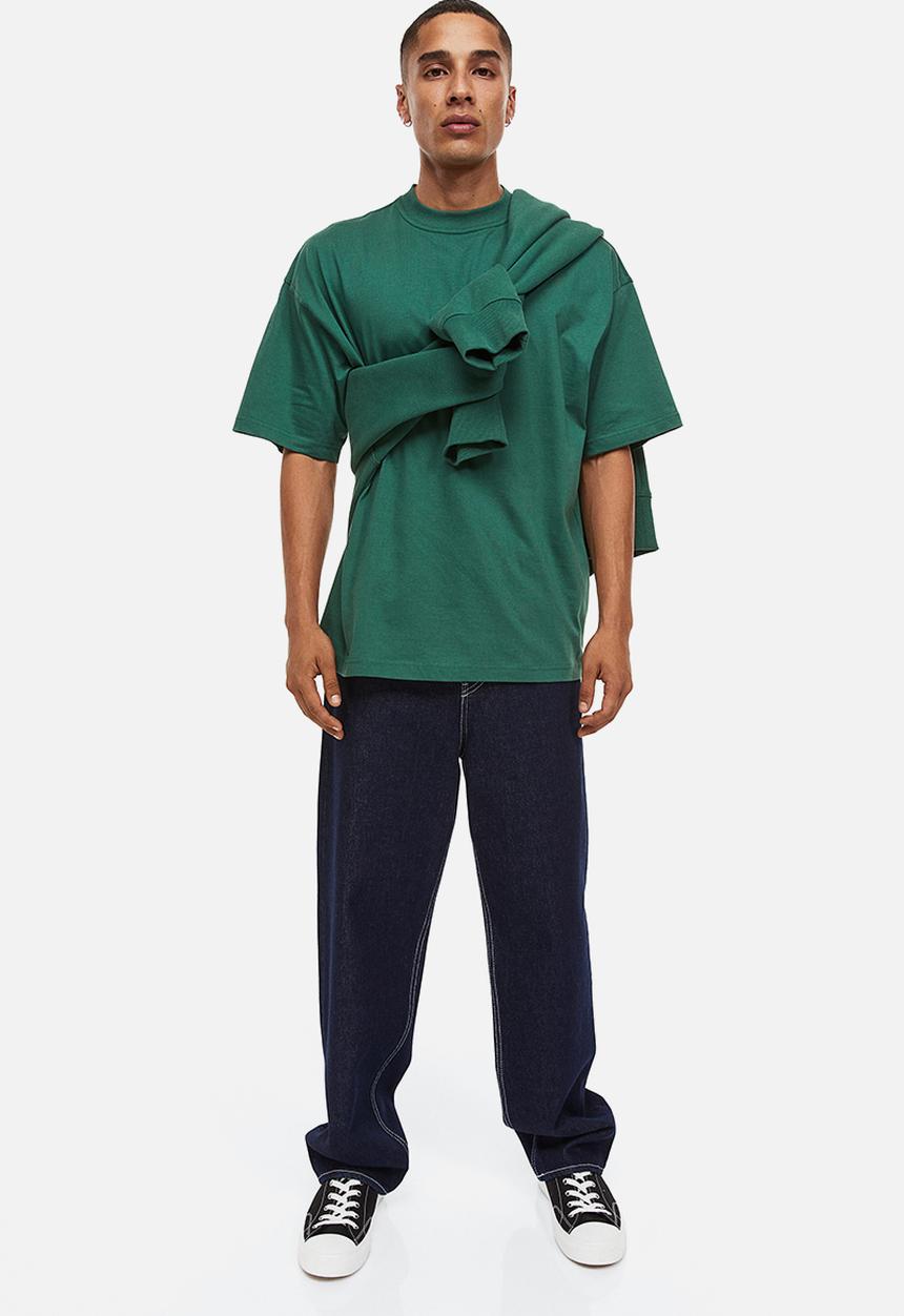 H&M - Oversized fit cotton t-shirt - dark green