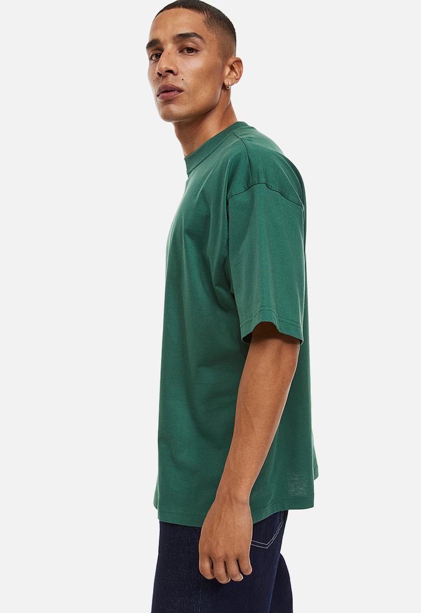 H&M - Oversized fit cotton t-shirt - dark green