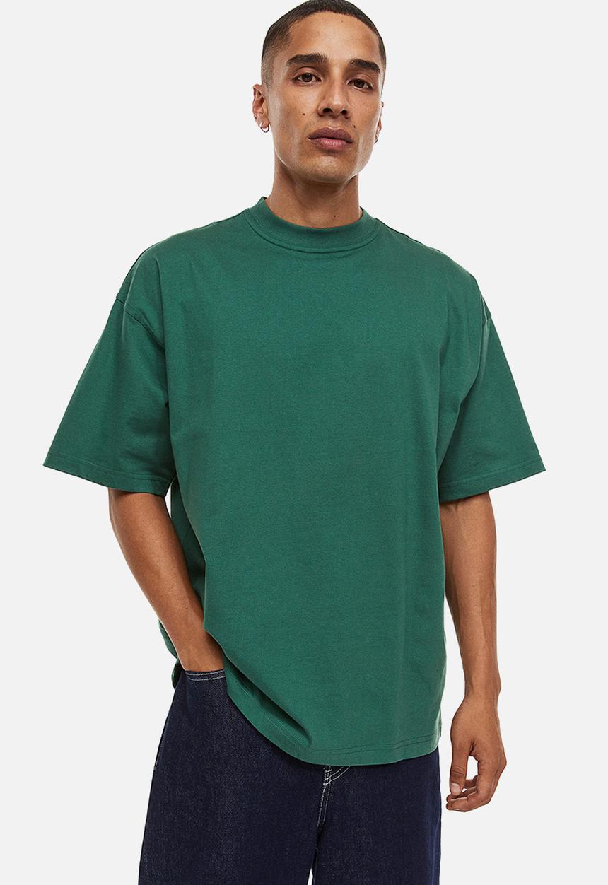 H&M - Oversized fit cotton t-shirt - dark green