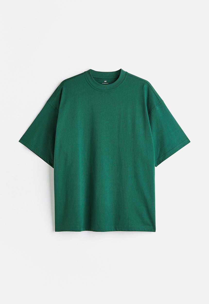 H&M - Oversized fit cotton t-shirt - dark green