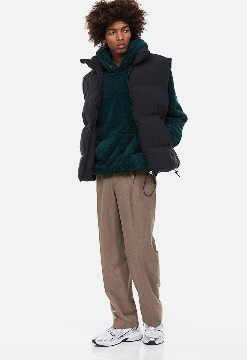 H&M - Relaxed fit pile hoodie - dark green