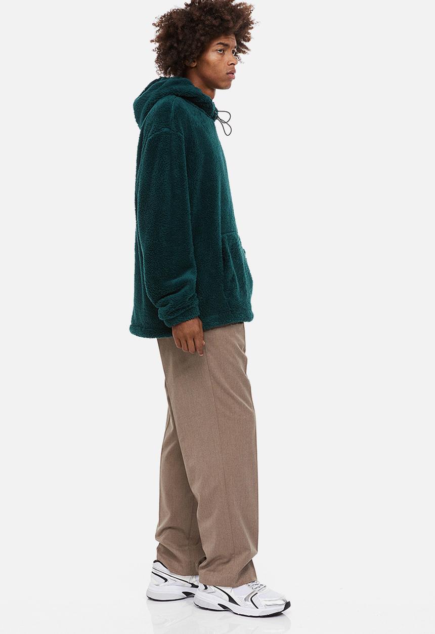 H&M - Relaxed fit pile hoodie - dark green