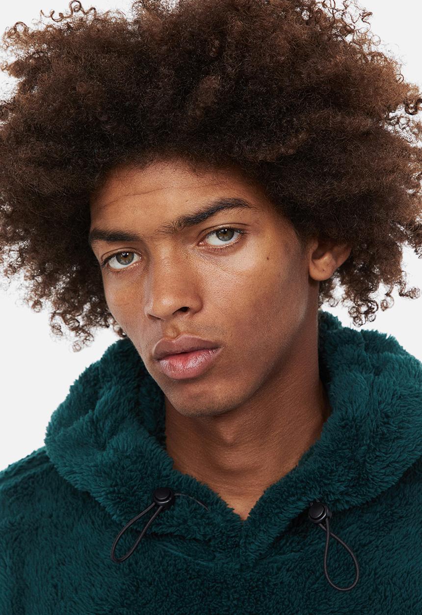 H&M - Relaxed fit pile hoodie - dark green