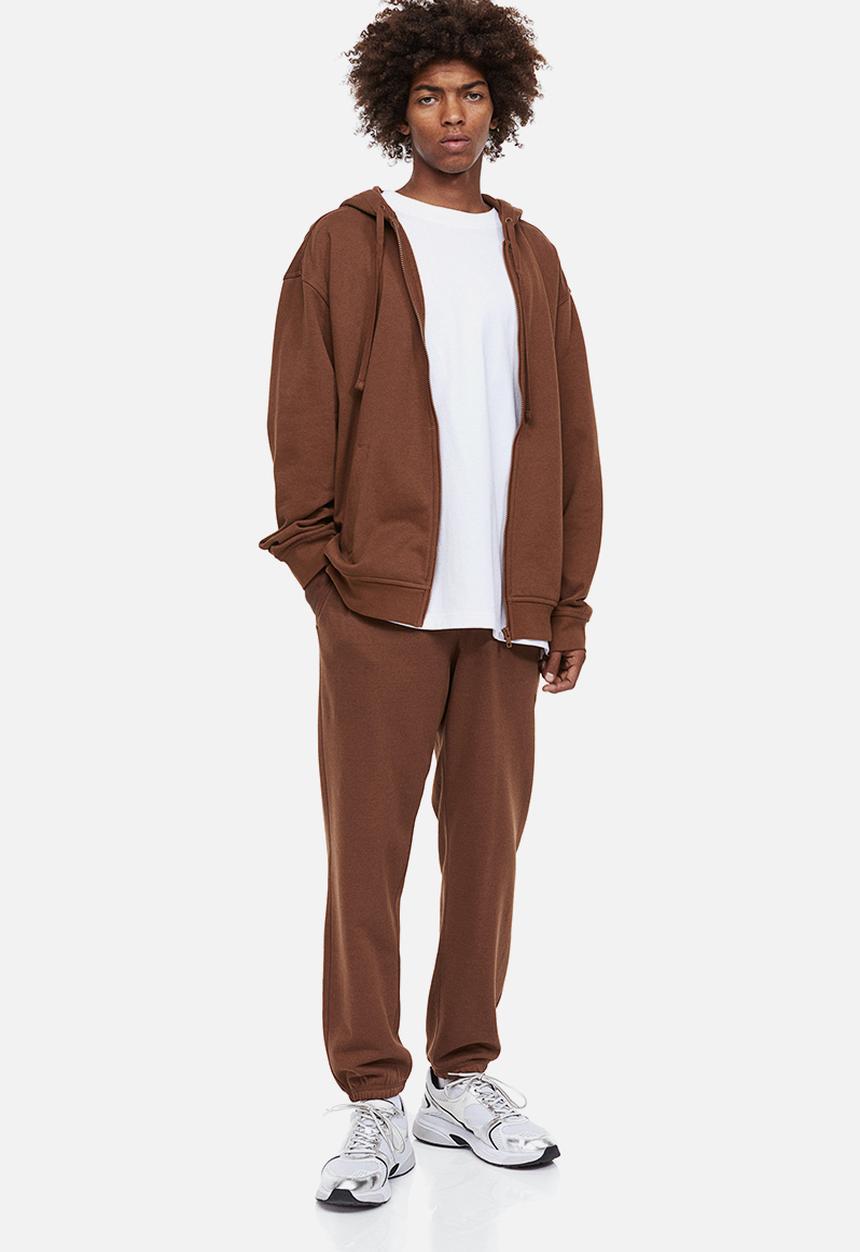 H&M - Relaxed fit zip-through hoodie - brown