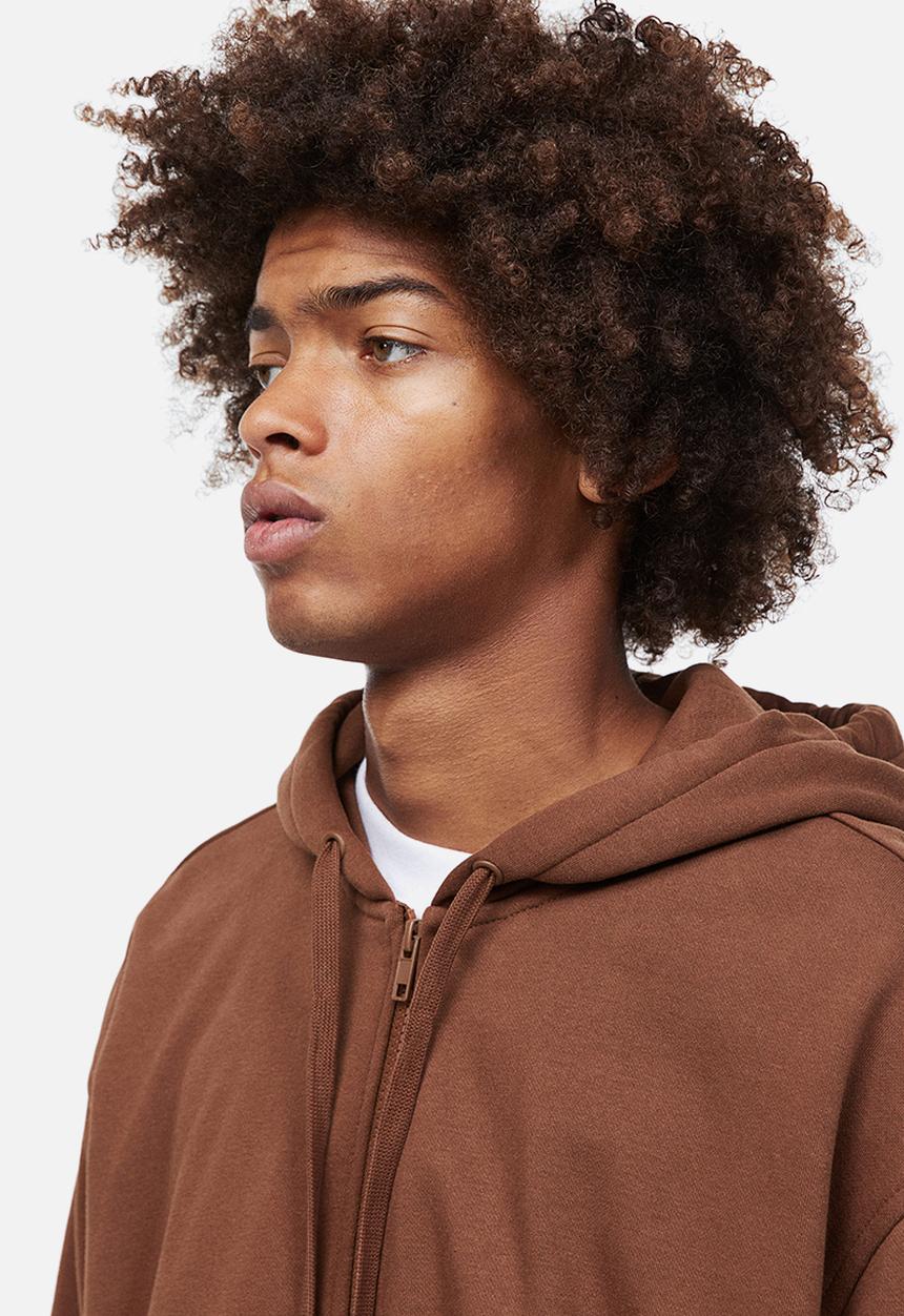 H&M - Relaxed fit zip-through hoodie - brown